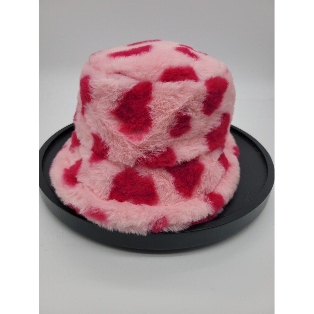 Retro Faux Fur Fisherman Hat Thicken Fluffy Love Heart Bucket Hat Coldproof Kore